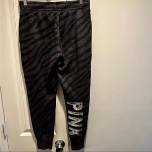 Pink VS Discontinued zebra print joggers with sequins